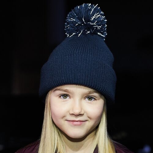 Junior reflective bobble beanie Thumbnail